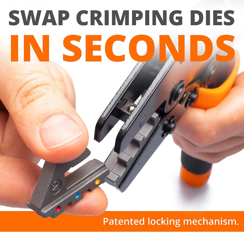 Professional Ratcheting Wire Crimper Kit with 9 Interchangeable Dies for Various Terminals and Connectors