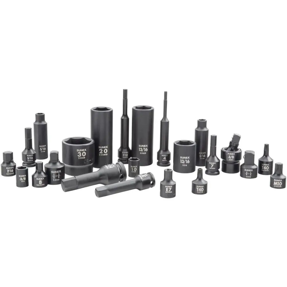6 Point Stand & Deep Socket Set, 222-Piece, 1/4, 3/8 & 1/2 Drive, SAE & Metric, Star, Triple Square, Hex Bit