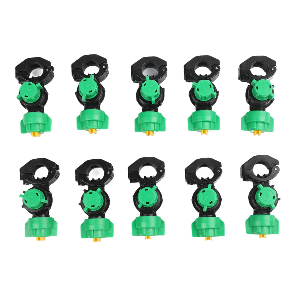 Tractor Mounted Sprayer Nozzles 10 Pack – Fits 21-22mm Steel Pipe, 9.8mm Fan Spray Tips For Crop Care & Irrigation, Green/Black