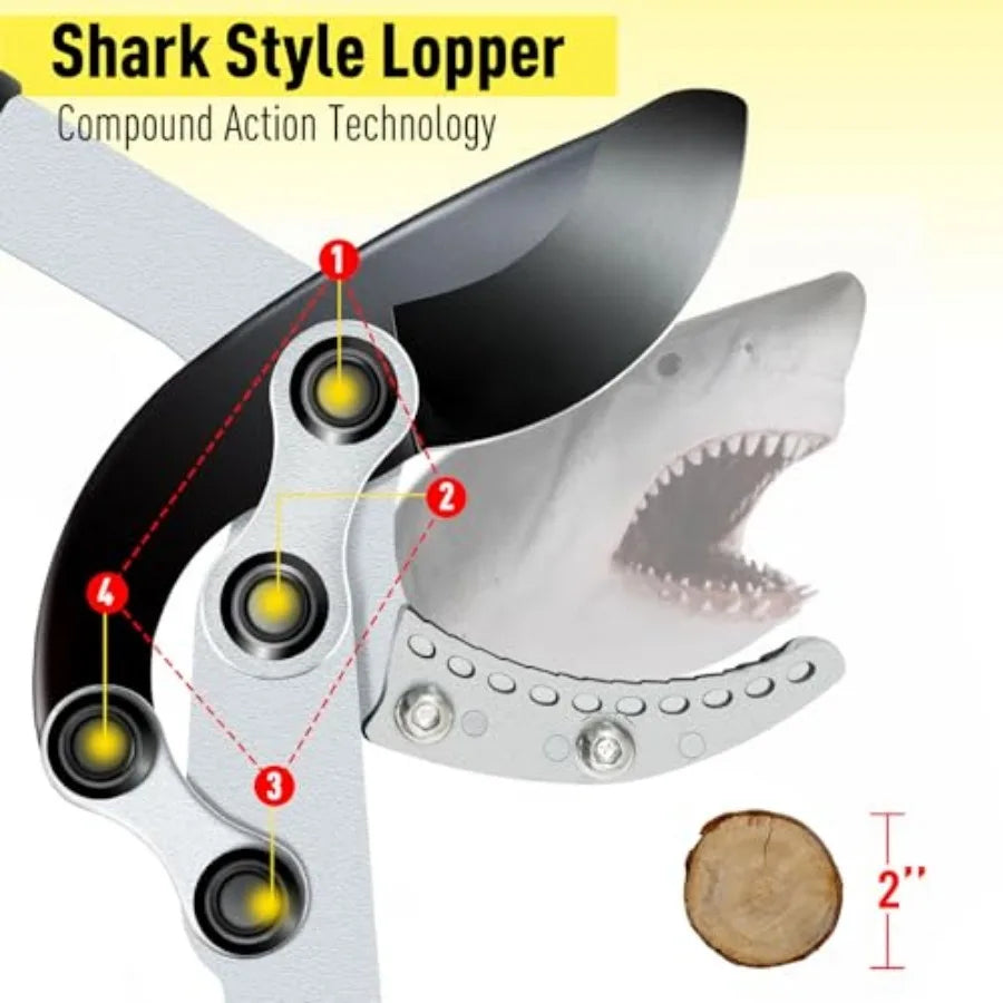 Loppers for Tree Trimming Heavy Duty with Compound Action, Labor-Saving Branch Cutter with 2 Inch Capacity, 5-Level Extendable