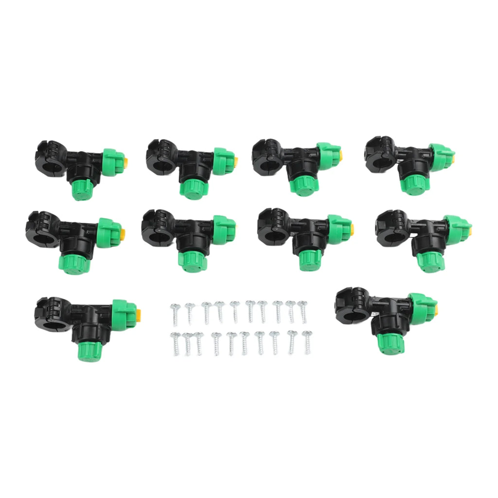 Tractor Mounted Sprayer Nozzles 10 Pack – Fits 21-22mm Steel Pipe, 9.8mm Fan Spray Tips For Crop Care & Irrigation, Green/Black