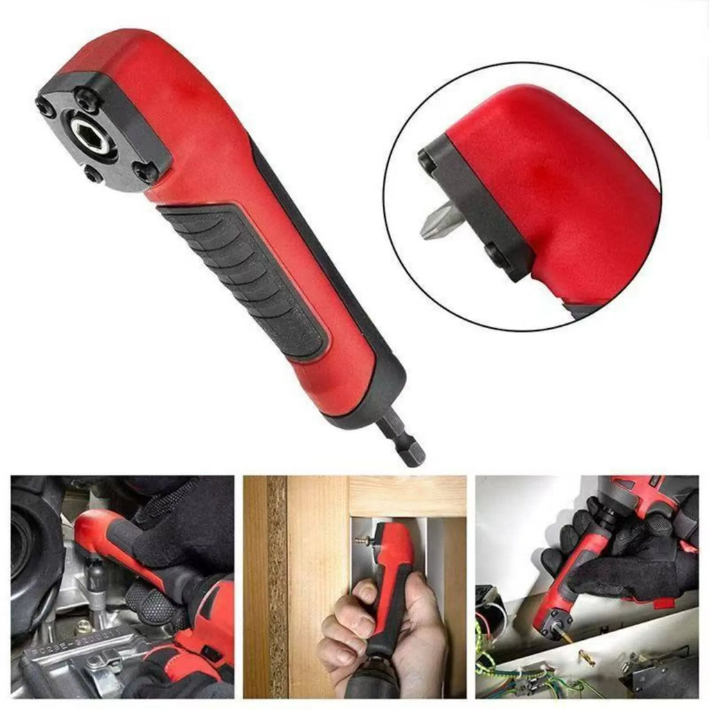 Angled Screwdriver Adapter High Rotational Force Angled Bit Holder 90 Degree Hex Socket Adapter Compact Hand Tool Non-Slip Grip