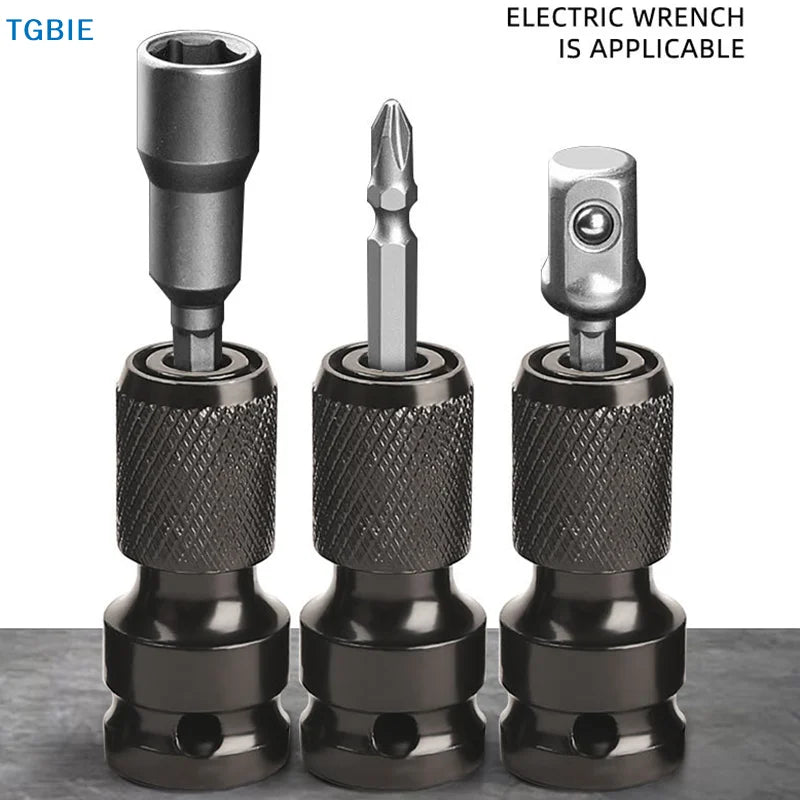 [TL]【TL】Impact Screwdriver Bit Holders,1/2-Inch Square Drive To 1/4-Inch Quick Release Hex Socket Adapter With Screwdriver Bits