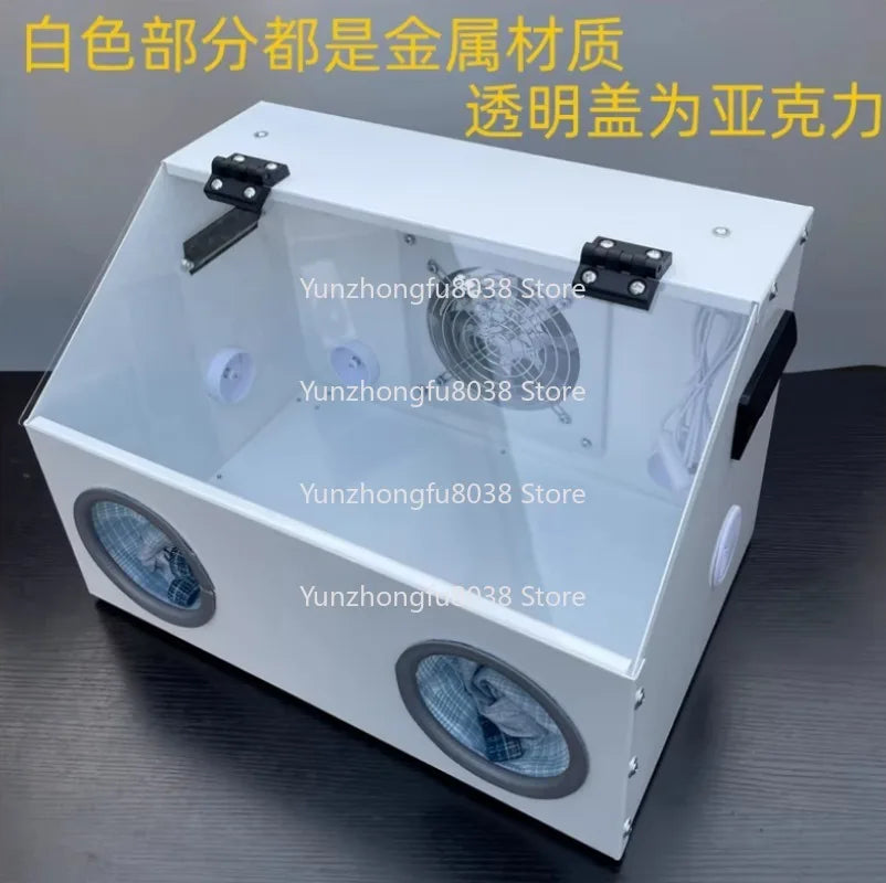 Dust Proof Cover Dust Box Metal Dental Grinding Polishing Box  One-piece Polishes Dust Proof Cover with LED Light