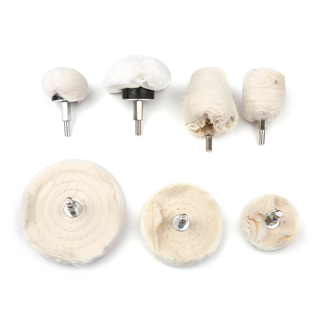 7pcs 6.35 Shank Lint Polishing Wheel Polishing Tool Kit Buffing Wheel Polishing Pad Tools for Stainless Steel Aluminum Copper