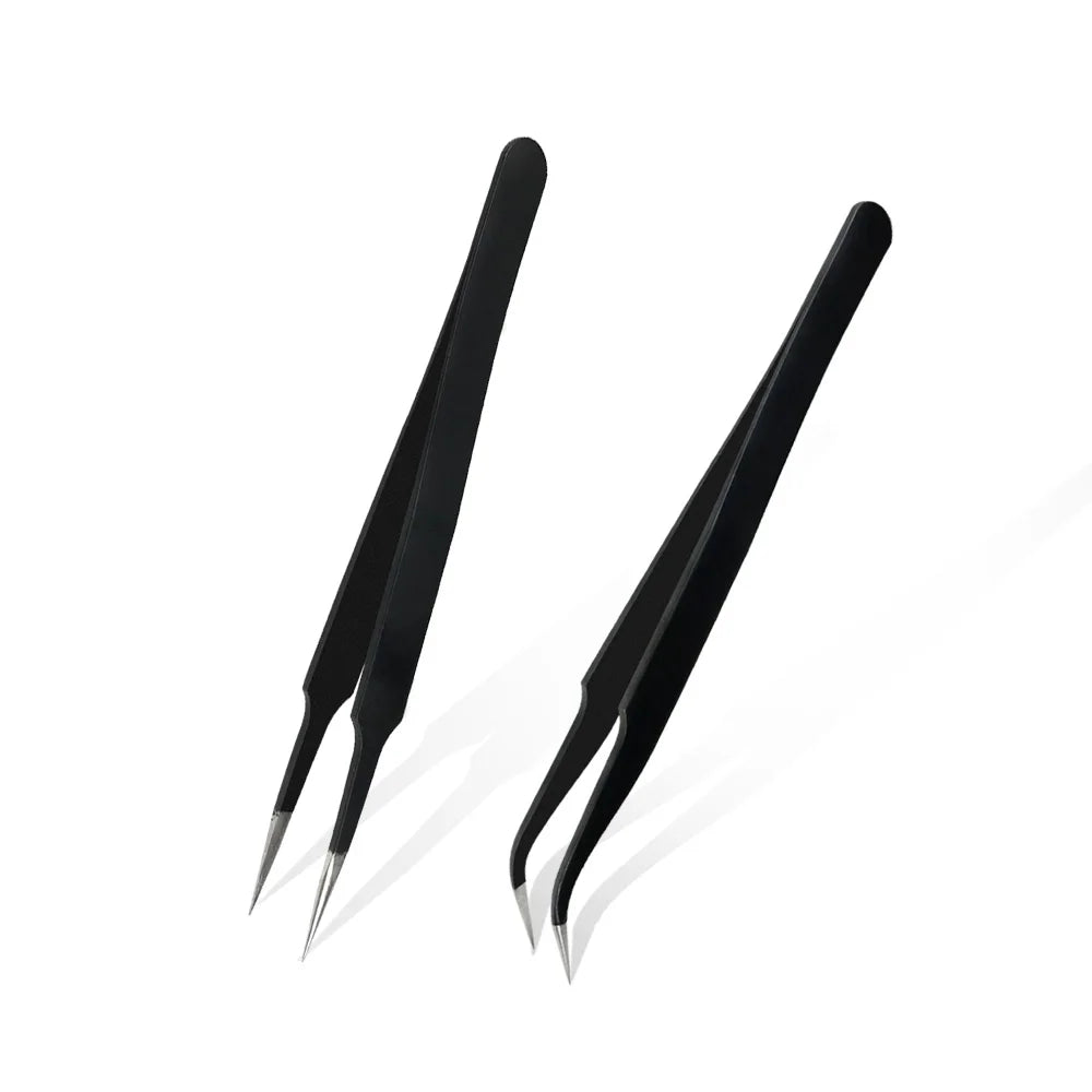 Precision Ceramic Tips Tweezers Anti-static Straight Aimed Tweezers Stainless Steel Handle High Temperature for Pinching Coils