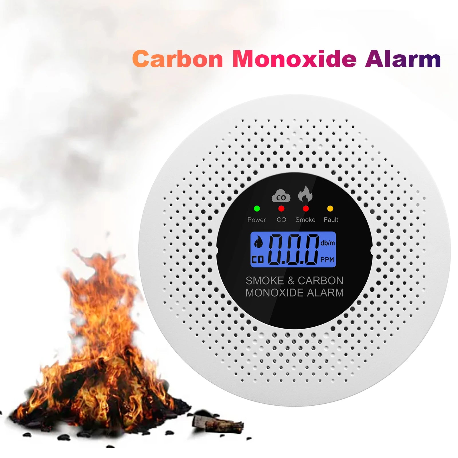 Smoke and Carbon Monoxide Detector with LCD Display 2 in 1 Fire Alarm Smoke Detector Powered by Battery for House Apartment Kitc