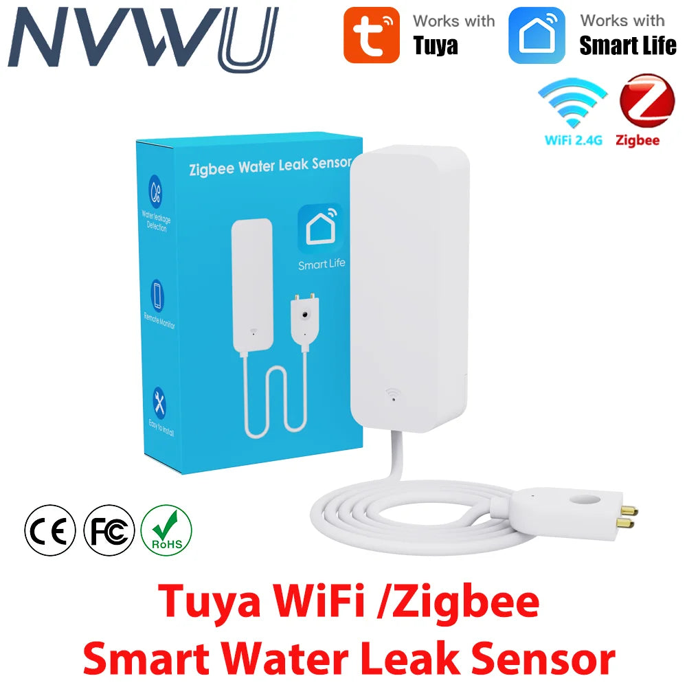 Tuya WiFi Zigbee Smart Water Leak Sensor Liquid Leakage Alarm Devices Overflow Level Detector Flood Protection Support SmartLife