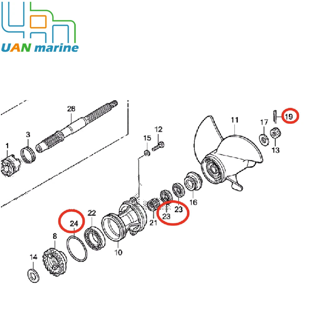 91252-ZW4-003 91351-ZV7-003 Outboard Lower Unit Seal Kit with Prop Shaft Oil Seal for Honda W/Pin90758-ZV1-000 91301-ZW4-003