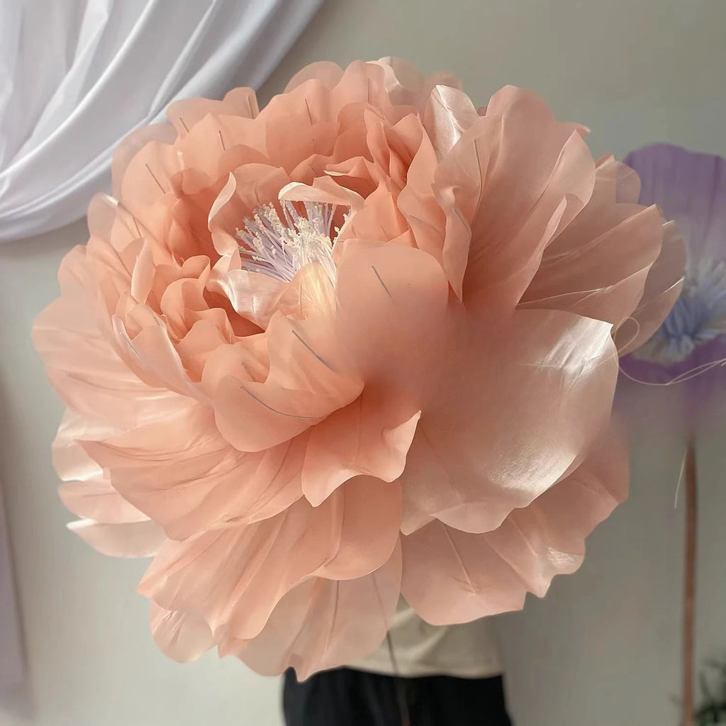 Large automatic flower opening and closing electric machinery silk dynamic peony flower manual simulation flower floor lamp