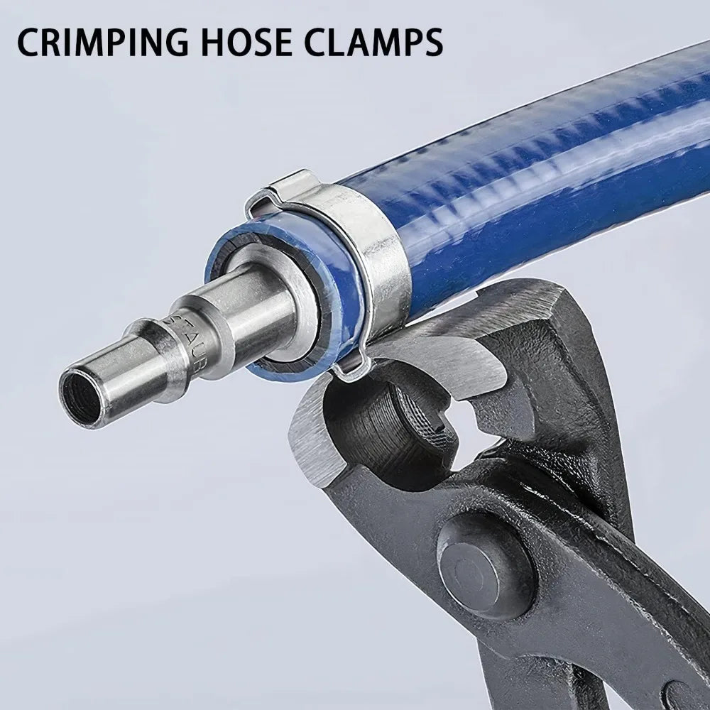 9 Inch Ear Clamp Pliers, Chrome Vanadium Steel Crimper Tool, Nail Remover, Pincer for Pipe Hose Clamps