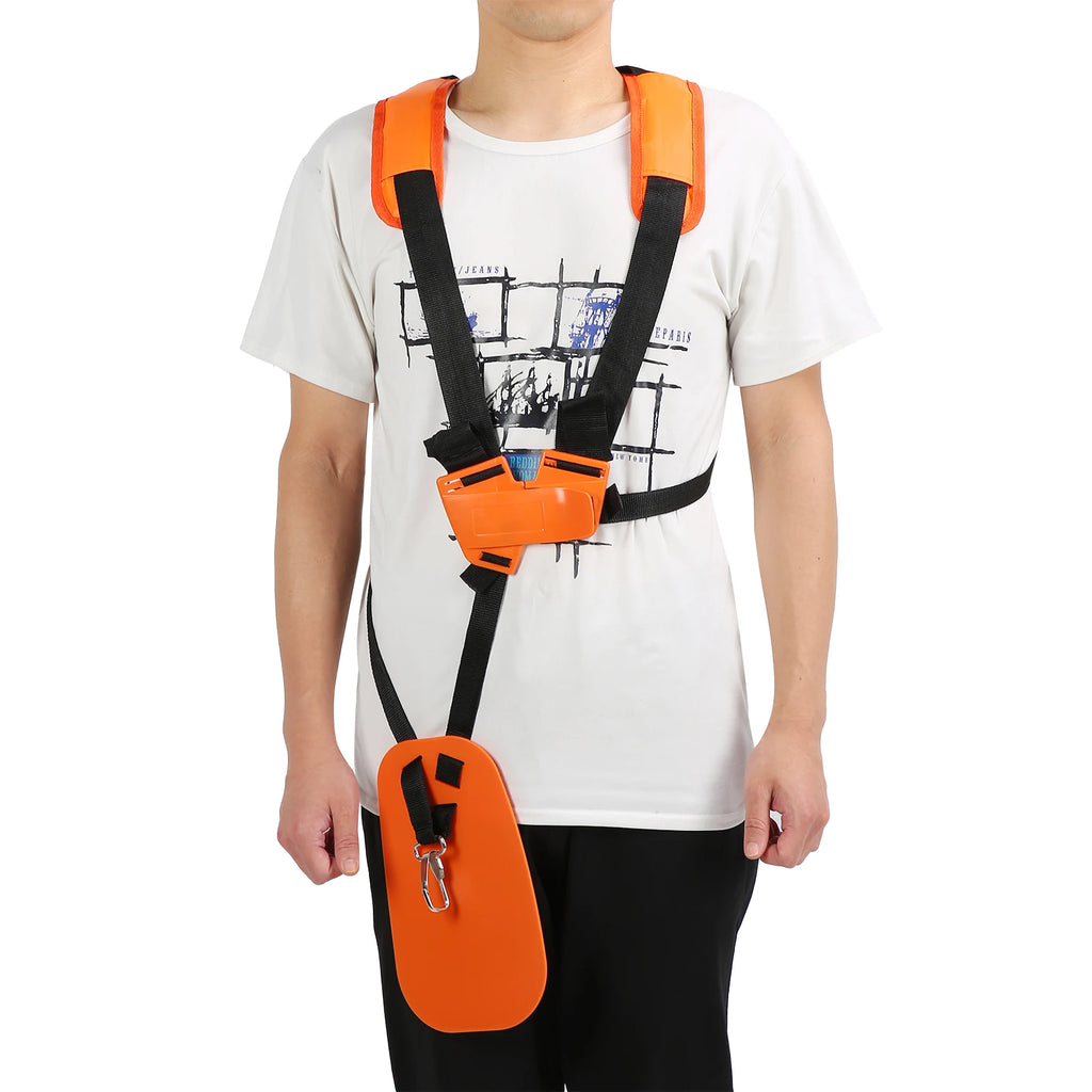Orange Double Shoulder Nylon Lawn Mower Brushcutter Carrier Lightweight/Comfortable Trimmer Carrier Durable Gardening Aids