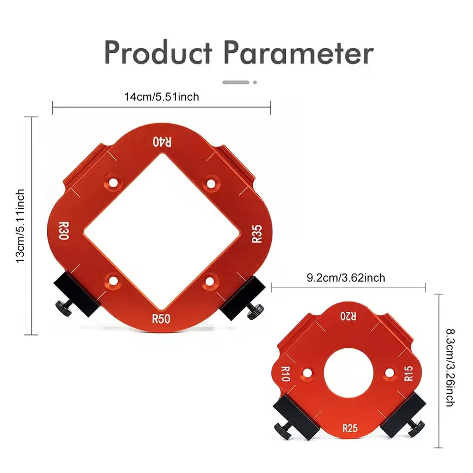 2Pcs Aluminum Alloy Radius Jig Templates - Woodworking Router Corner Radius Set - Quick-Switch Arc Cutting Guide