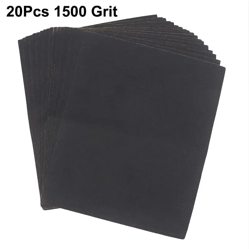 20Pcs Assorted Grit Sandpaper Wet Dry Abrasive Tools for Furniture Restoration Auto Car Repair Home DIY Wood Metal Finish