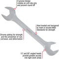14 Piece Angle Head SAE Wrench Set, Full Polish, Anti-Slip V-Groove Design