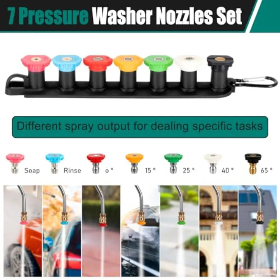 24FT Telescoping Pressure Washer Extension Wand 4000PSI High Reach Power Washer Wand with Rotary Brush 7 Nozzles M22 Adapters G