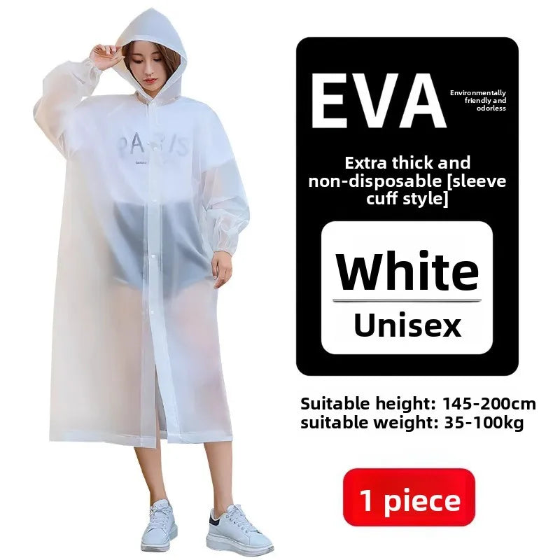 Thickened Reusable EVA Rain Poncho for Men and Women Adults - Long Length for Students, Hiking, Travel and Rafting