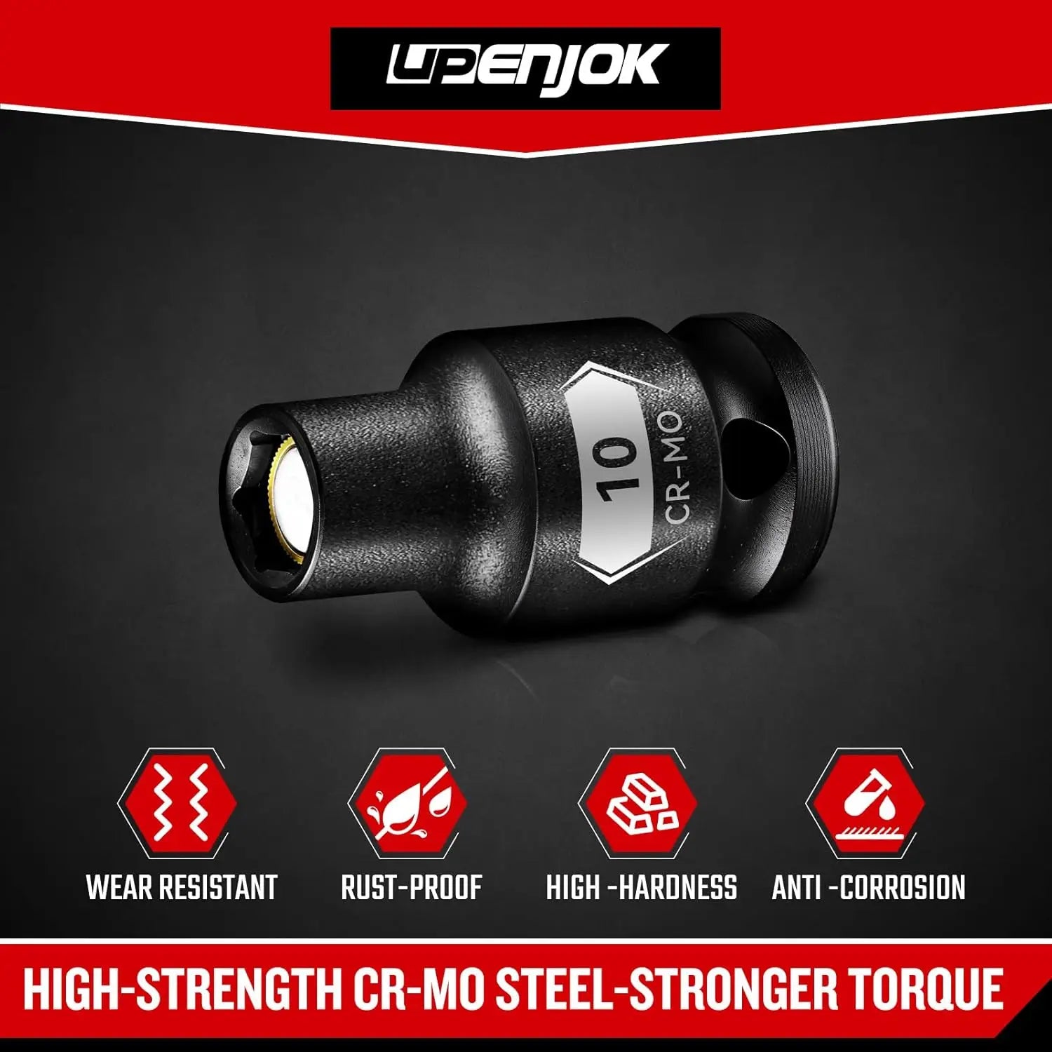 2-Pack 1/2" Drive Magnetic 10mm Impact Socket Set, Shallow, CR-MO Steel, 6-Point for Impact Wrench