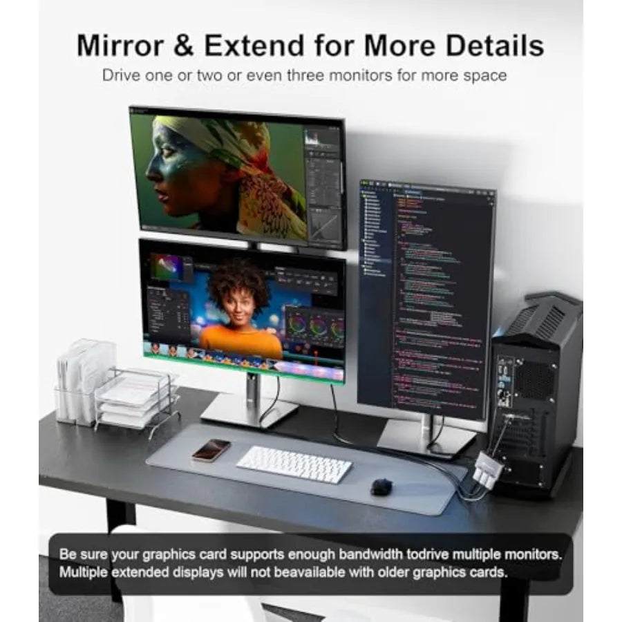 DisplayPort to HDMI Splitter for Multi Monitor Adapter 4K@60Hz HDMI Splitter Extended Display 1 in 3 Out MST Hub for Extended o