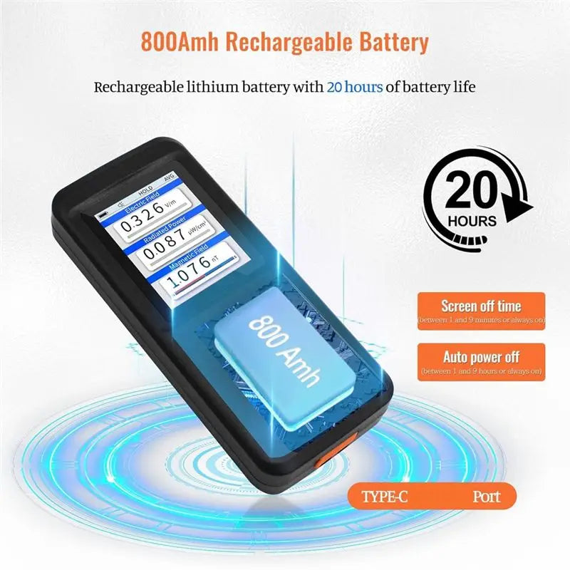 ABZZ-EMF Meter, Rechargeable Digital Electromagnetic Field Radiation Detector Hand-Held Digital LCD EMF Detector