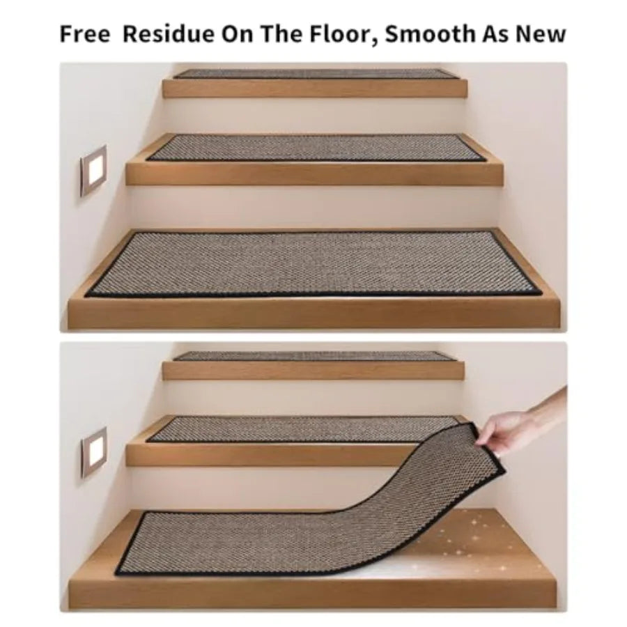 30X8 Inch Stair Mat 15 Pack Comfortable Stair Treads for Wooden Steps Non-Slip Stair Runner with Rubber Backing for Elderly and