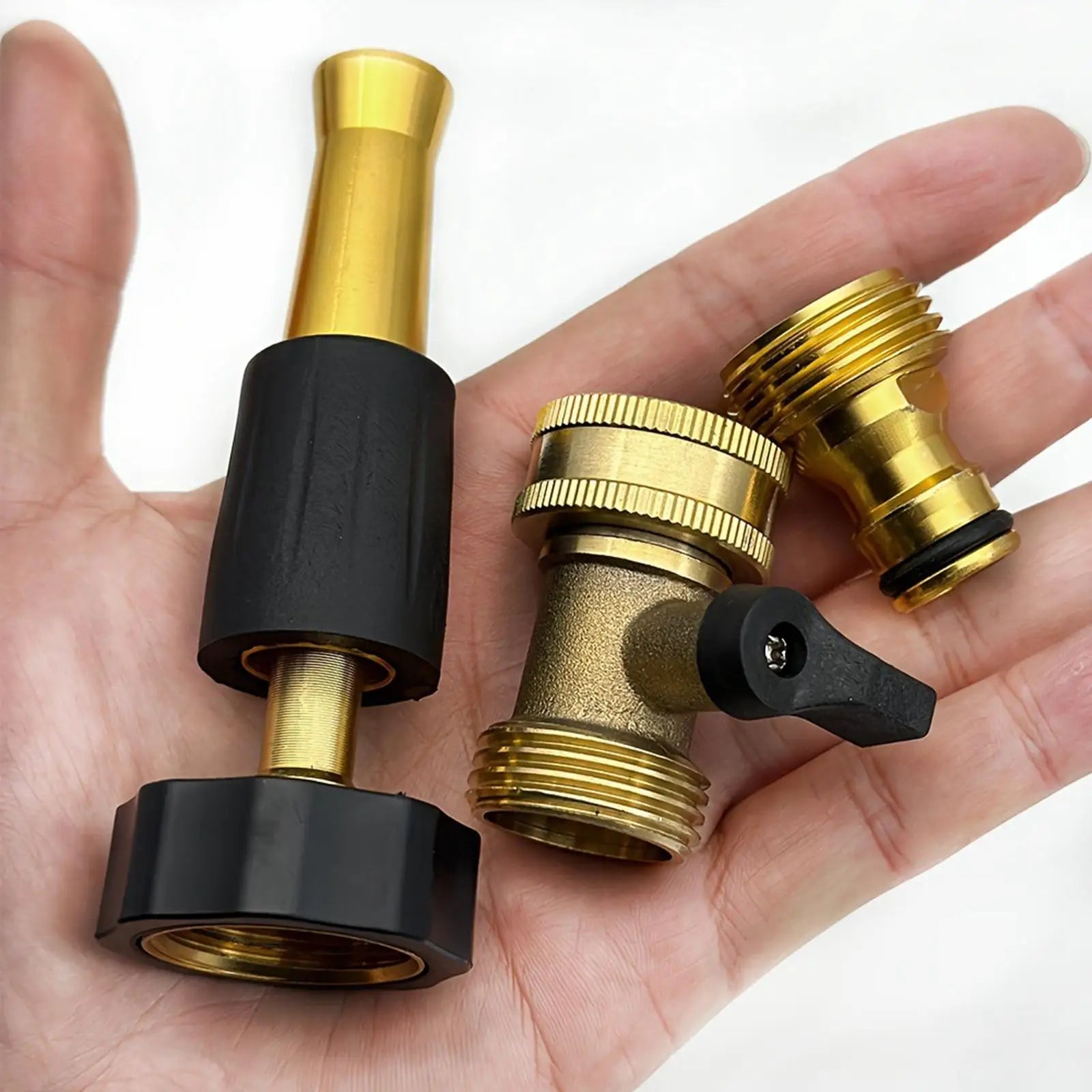 Practical Metal Garden Hose Spray Nozzle Adapter Heavy Duty with Valve Watering Tool for Outdoor Garden Automatic Watering