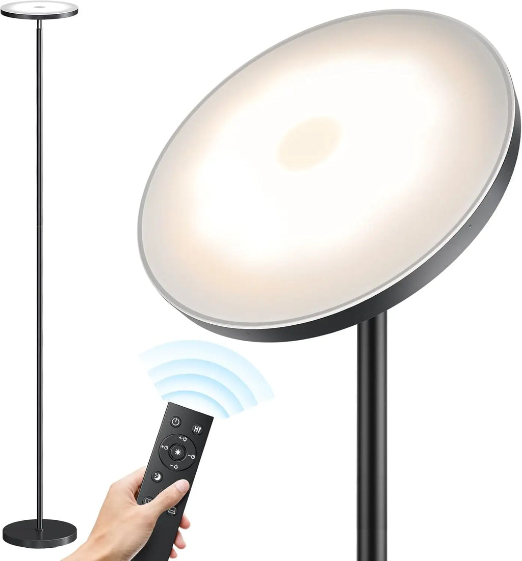 Modern LED Floor Lamp with Remote Control, 69" Tall Stepless Dimmable Standing Light for Living Room