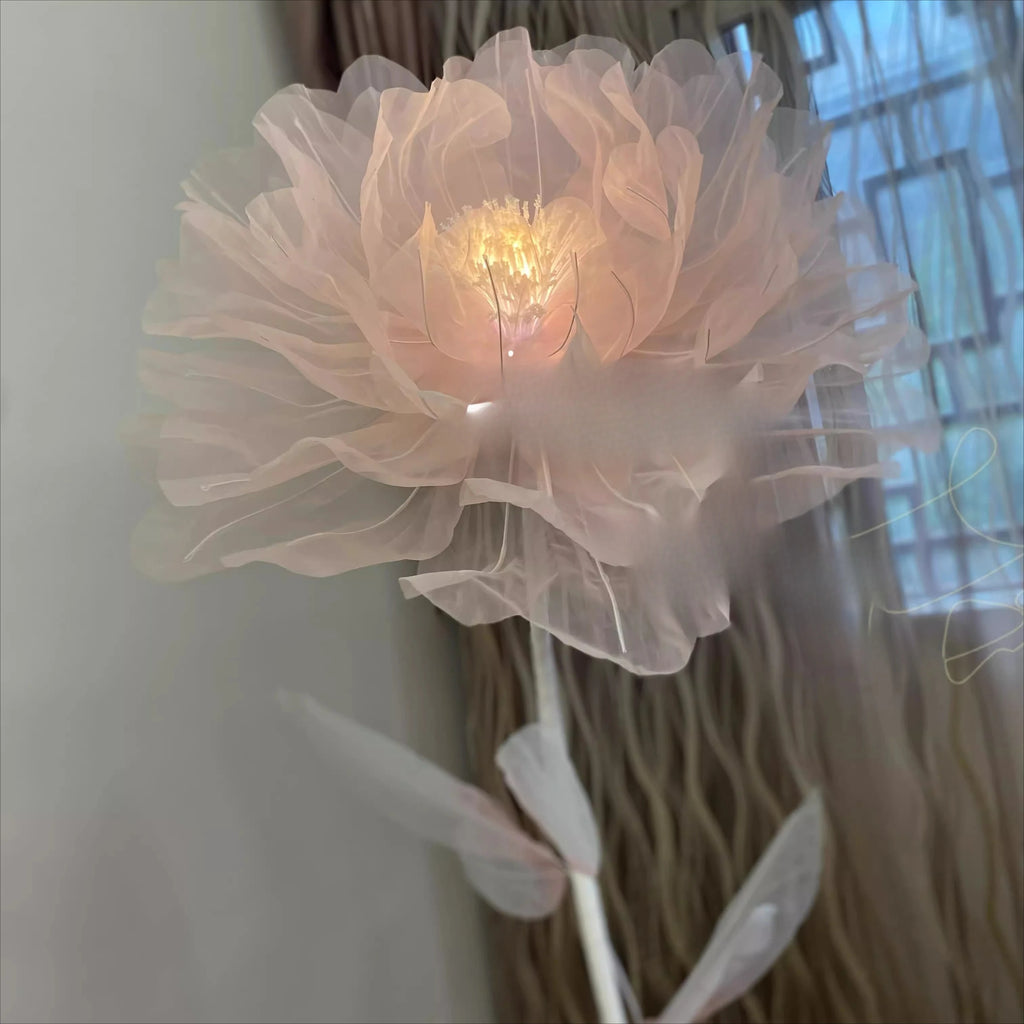 Large automatic flower opening and closing electric machinery silk dynamic peony flower manual simulation flower floor lamp