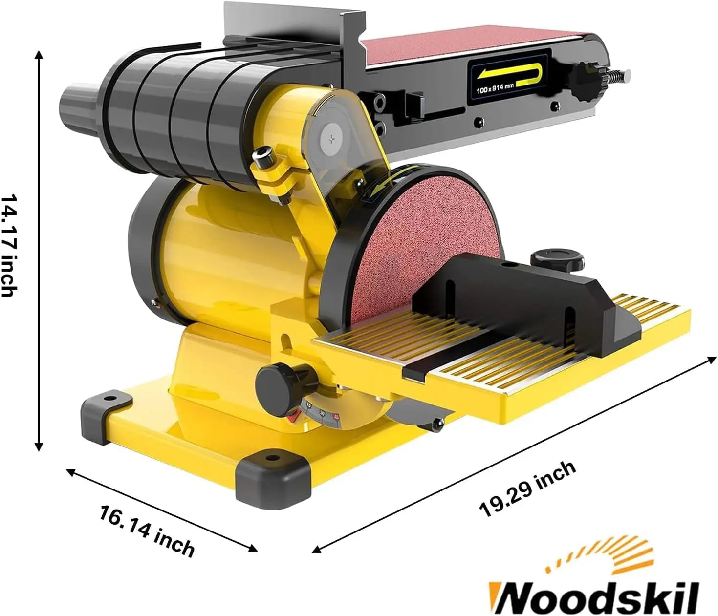 4.3A Belt Sander with 4x36 in. Belt & 6 in. Disc, Double Dust Port, Steel Base, Includes 2 Sandpapers