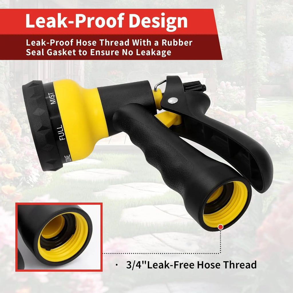 Garden Hose Nozzle Sprayer with 7 Adjustable Watering Patterns - Non-Slip Design for Car Washing, Plant Watering, and Pet