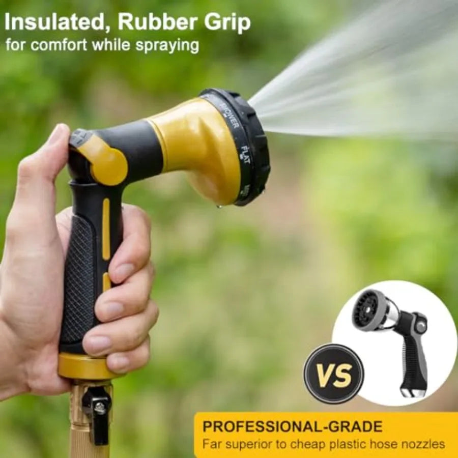 Garden Hose Nozzle with Thumb Control and Metal Water Nozzle featuring Brass Tip for Efficient Water Flow Durable Stainless Ste