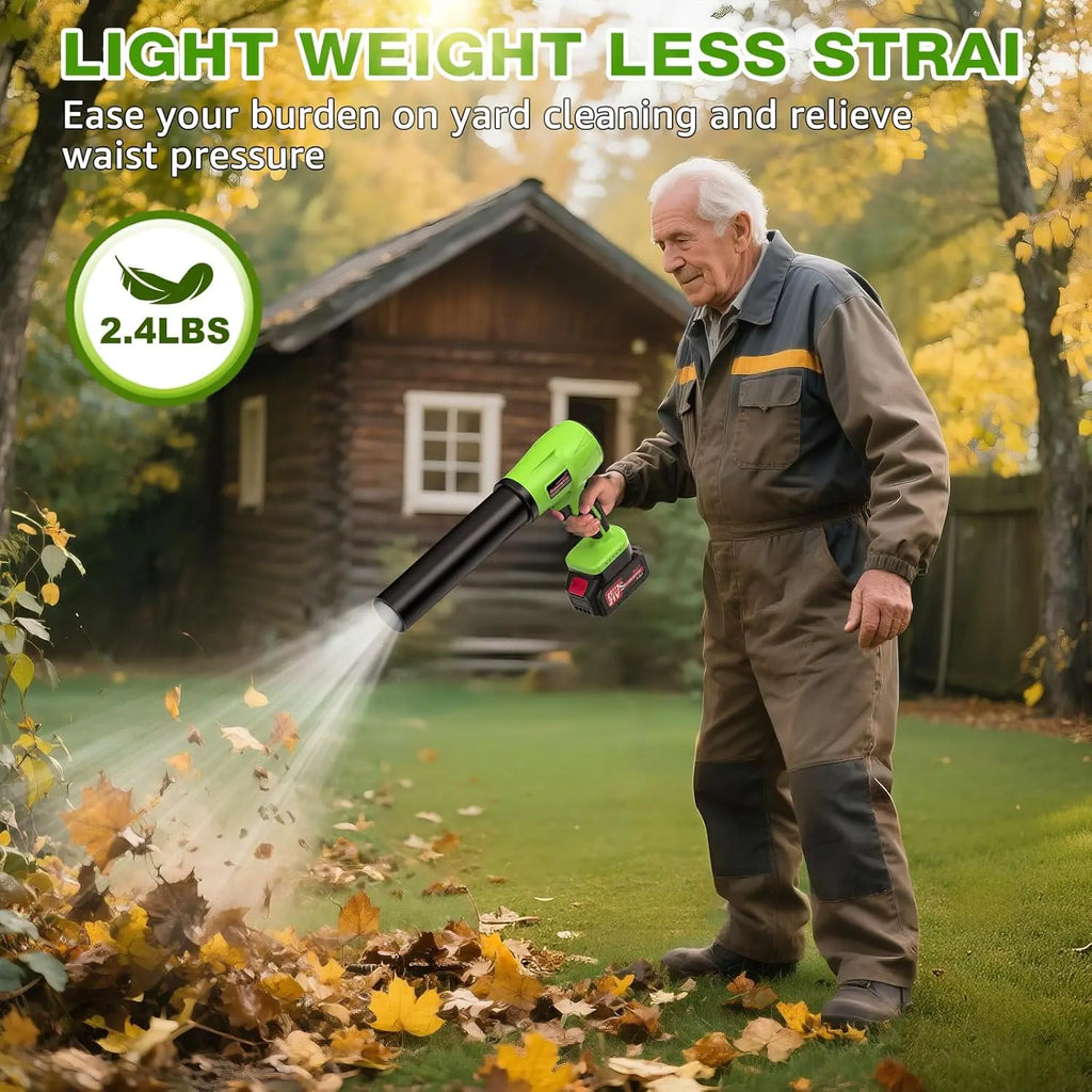 980,000RPM Cordless Leaf Blower, 2 Batteries, Adjustable Speed, Lightweight, Handheld Turbo Jet for Patio, Lawn, Yard