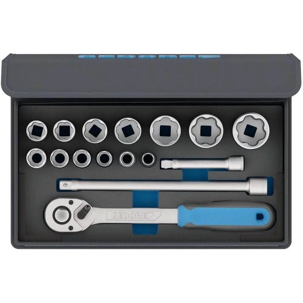 1/2 Inch Drive 10/15 Piece Socket Wrench Set in Textile Bag with Ratchet, Extensions, and Tools