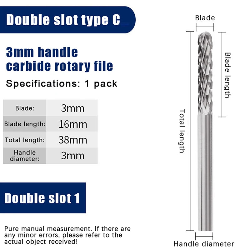 1PCS Tungsten Carbide Rotary File Hard Alloy Rotary Bur Drill Bit 3mm Shank Engraving Cutter Grinding Head For Metal And Plastic