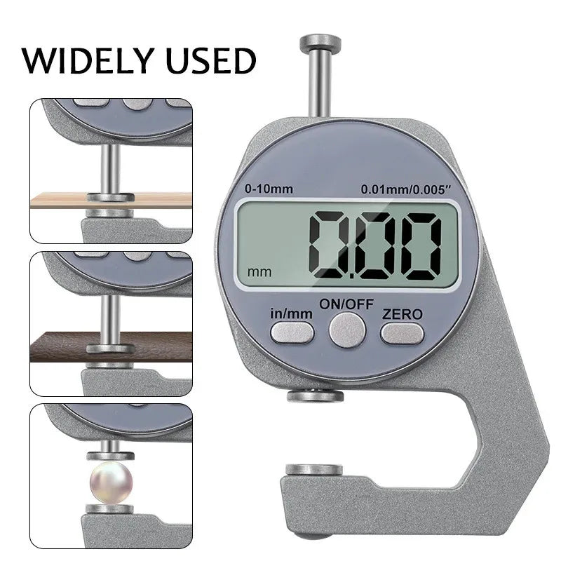0-10mm Digital Thickness Gauge 0.01mm High Precision Pocket Measuring Tool for Flat and Curved Surfaces