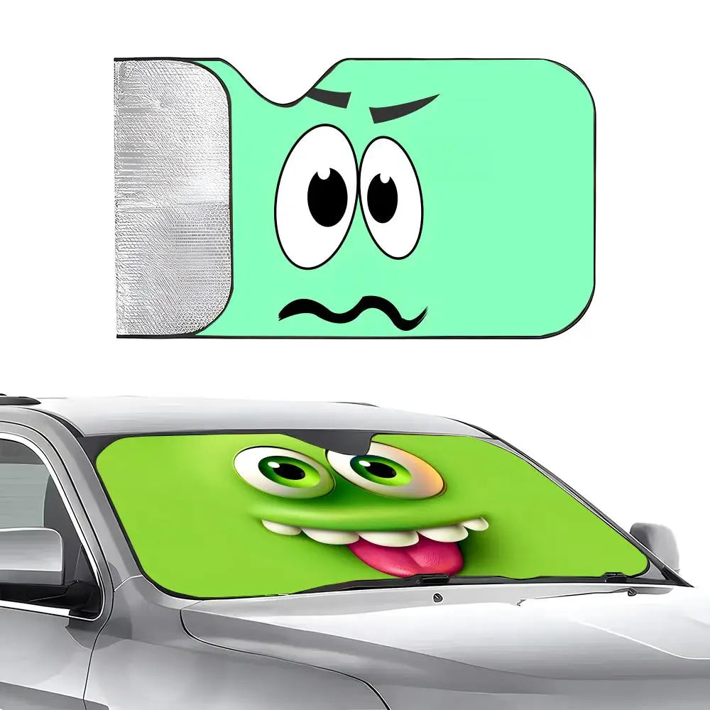 Green Emoji Sun Visor Car sunshades, windshield sun visors, sun protection sunshades, novel car gifts.