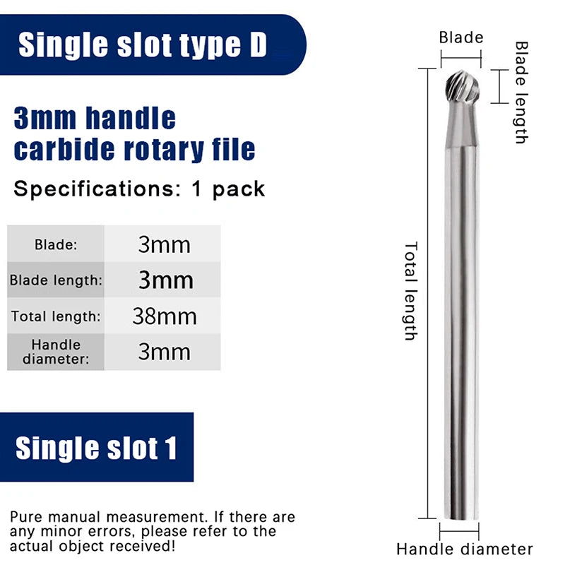 1PCS Tungsten Carbide Rotary File Hard Alloy Rotary Bur Drill Bit 3mm Shank Engraving Cutter Grinding Head For Metal And Plastic