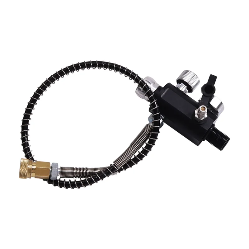 A02F-Valve Scuba Adapter With Gauge Tank Filling Station Refill For Air Tank Bottle Cylinder Diving Kit