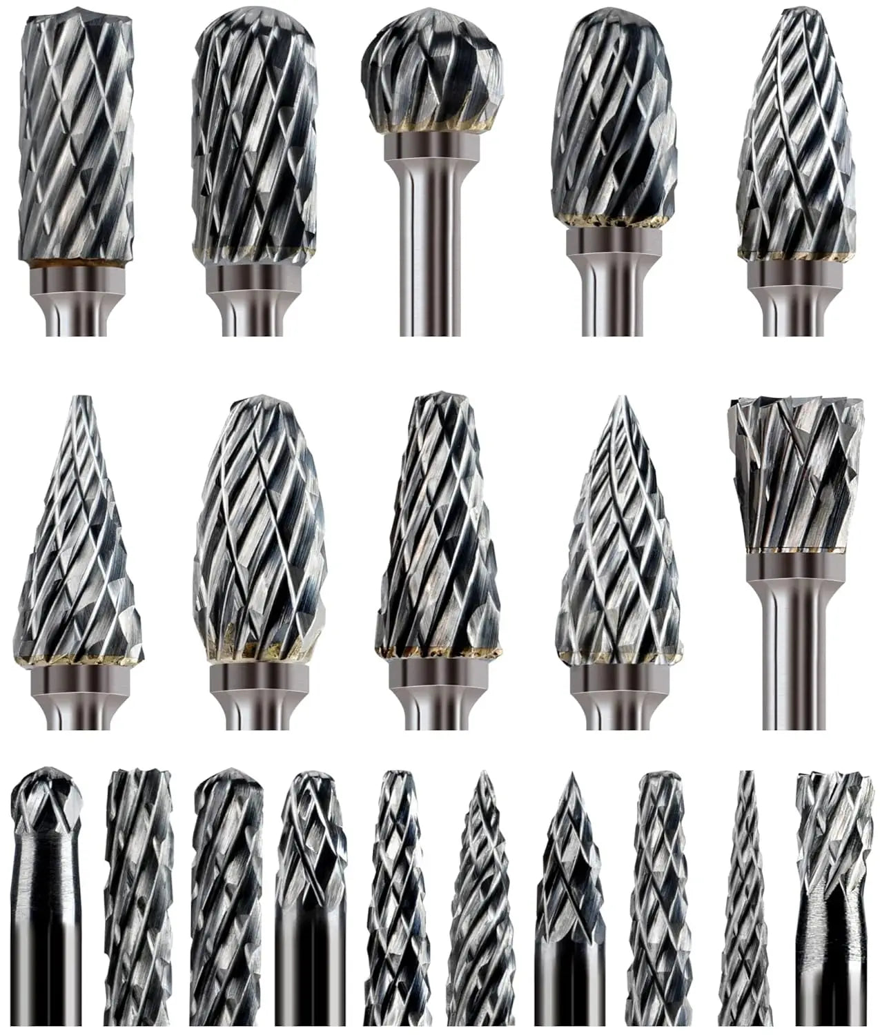 20 Pcs Carbide Burr Bits 1/8" Shank for Dremel Milwaukee Metal Wood Stone Steel Carving Grinding Kit