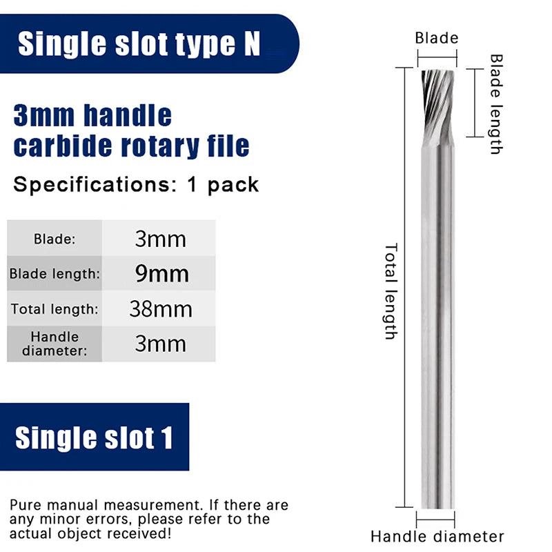 1PCS Tungsten Carbide Rotary File Hard Alloy Rotary Bur Drill Bit 3mm Shank Engraving Cutter Grinding Head For Metal And Plastic