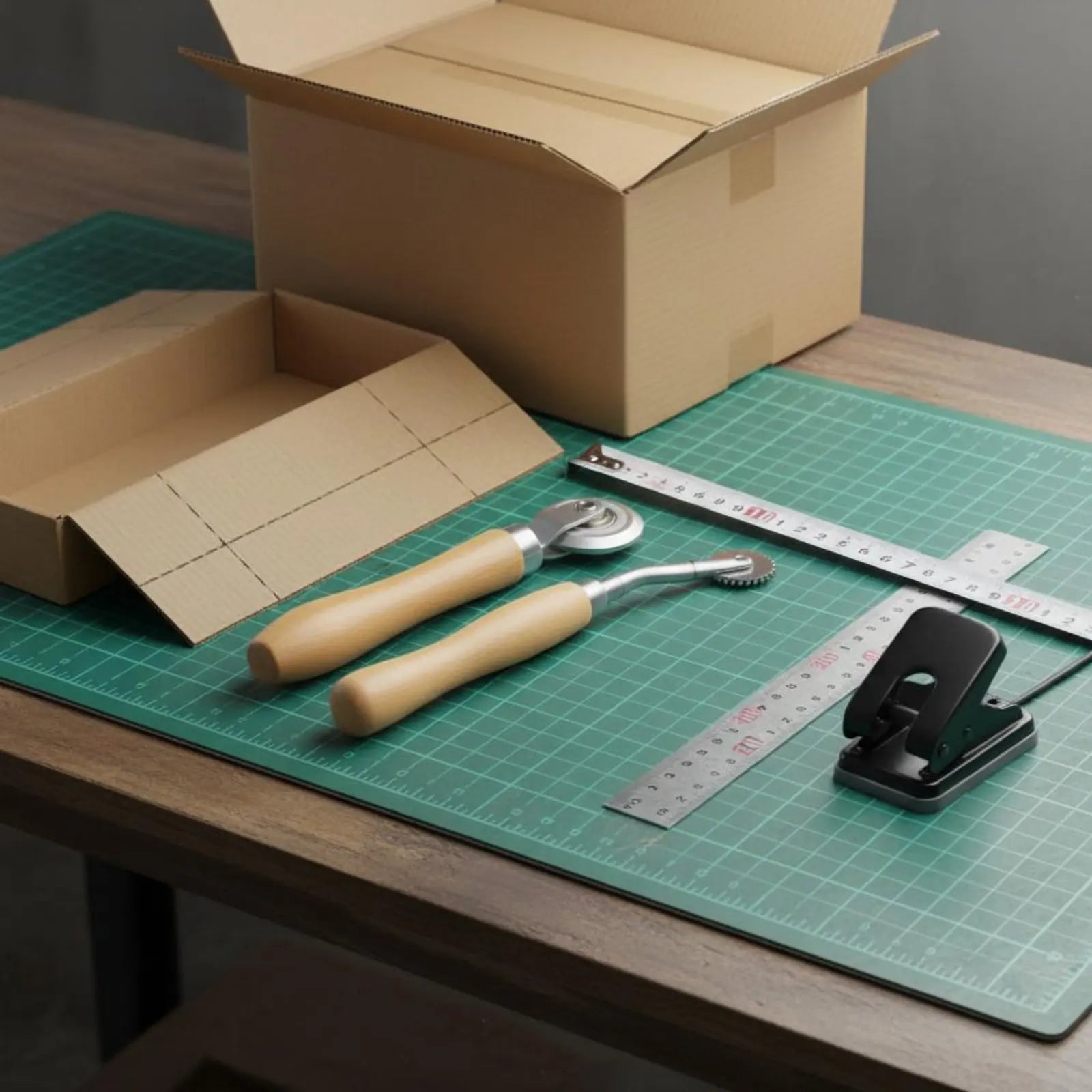 3 Pieces Box Resizer Tool Measuring Tape Included Cardboard Scorer Cardboard Scoring Wheel Waste Reducing Box Punch Tool