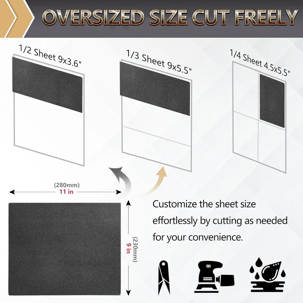 12-Sheet 120 Grit Wet Dry Sandpaper, 9x11 Inch Silicon Carbide Abrasive Sheets for Woodworking and Automotive DIY