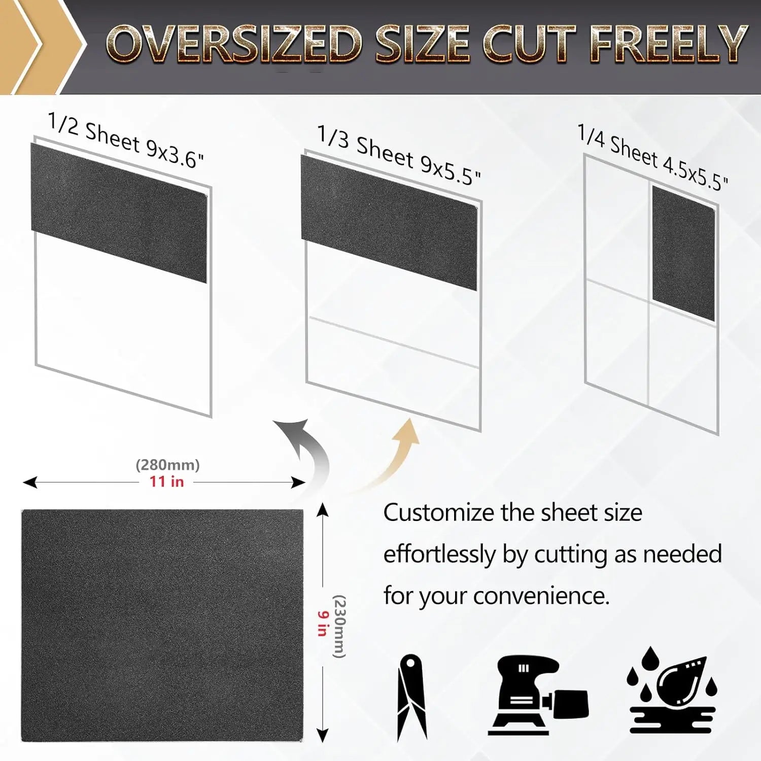 12-Sheet 120 Grit Wet Dry Sandpaper, 9x11 Inch Silicon Carbide Abrasive Sheets for Woodworking and Automotive DIY