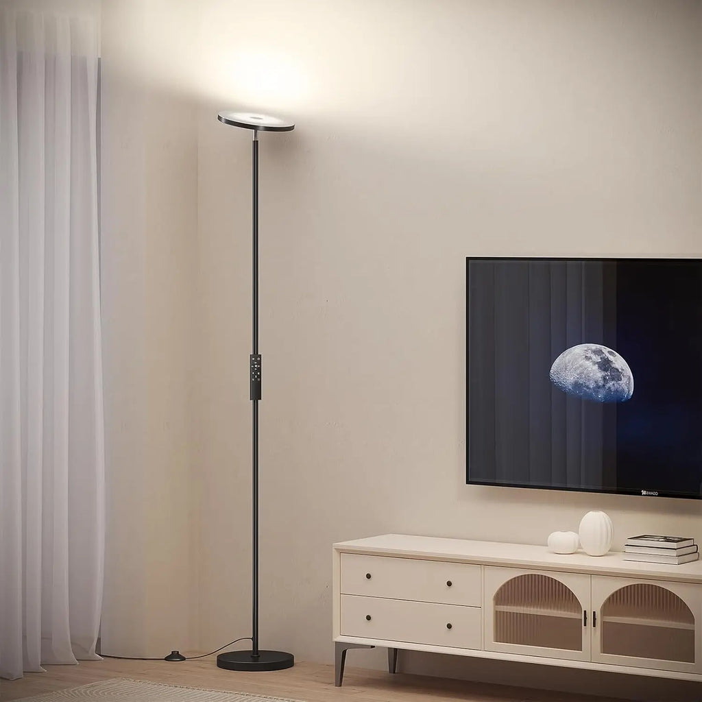 Modern LED Floor Lamp with Remote Control, 69" Tall Stepless Dimmable Standing Light for Living Room