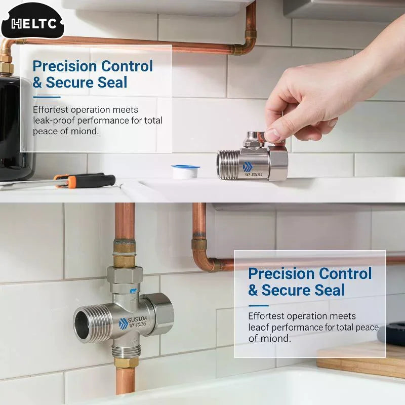 Water Filter Adapter 1/2 to 1/4 3/8 With Shut Off Tee Ball Valve Reliable Connection for RO System Home Kitchen