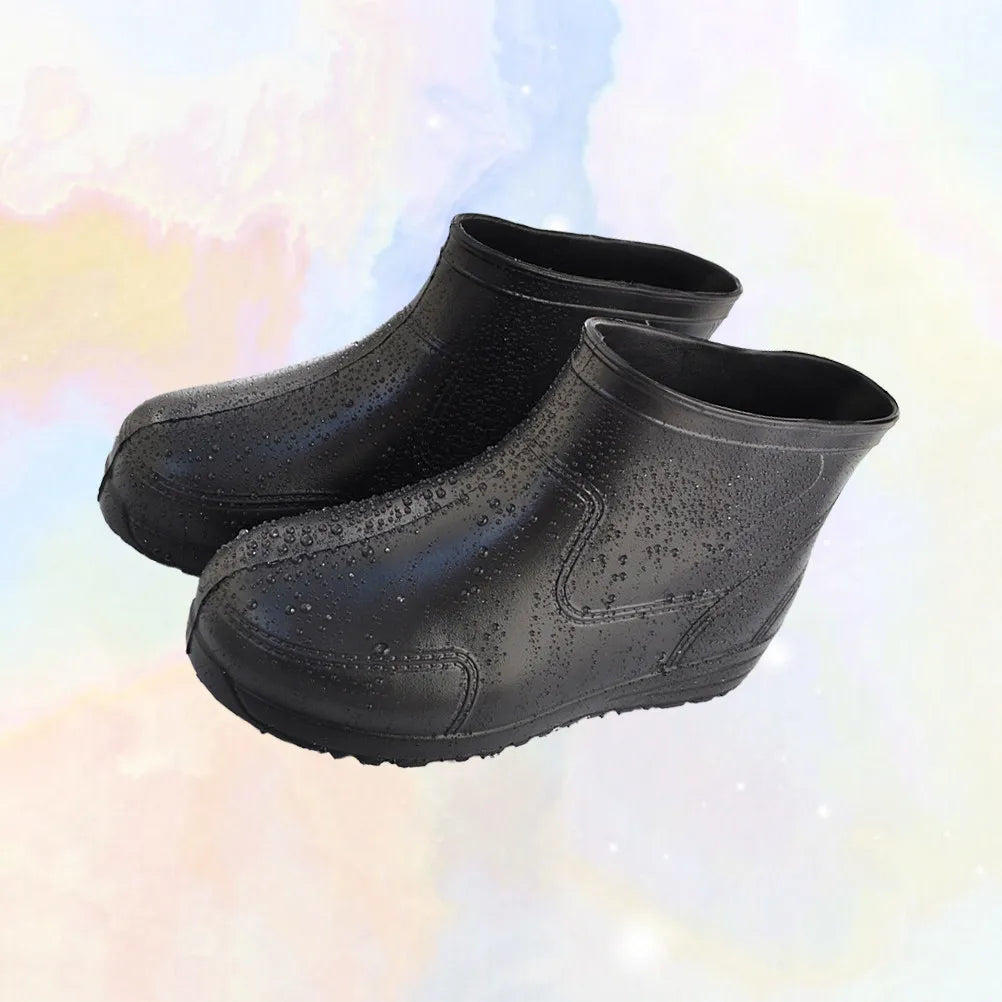1 Pair Thick Heel Antiskid Rain Shoes Acid Alkali Resistant Low Canister Boots Size Non Slip Wear Resistant Sole Stable