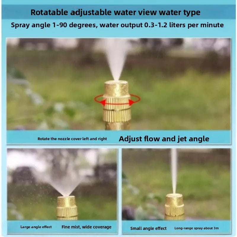 5Pcs Free Bending Yellow Copper Mist Nozzle 20mm Straight Push Lock Joint Garden Watering Humidification Sprayer