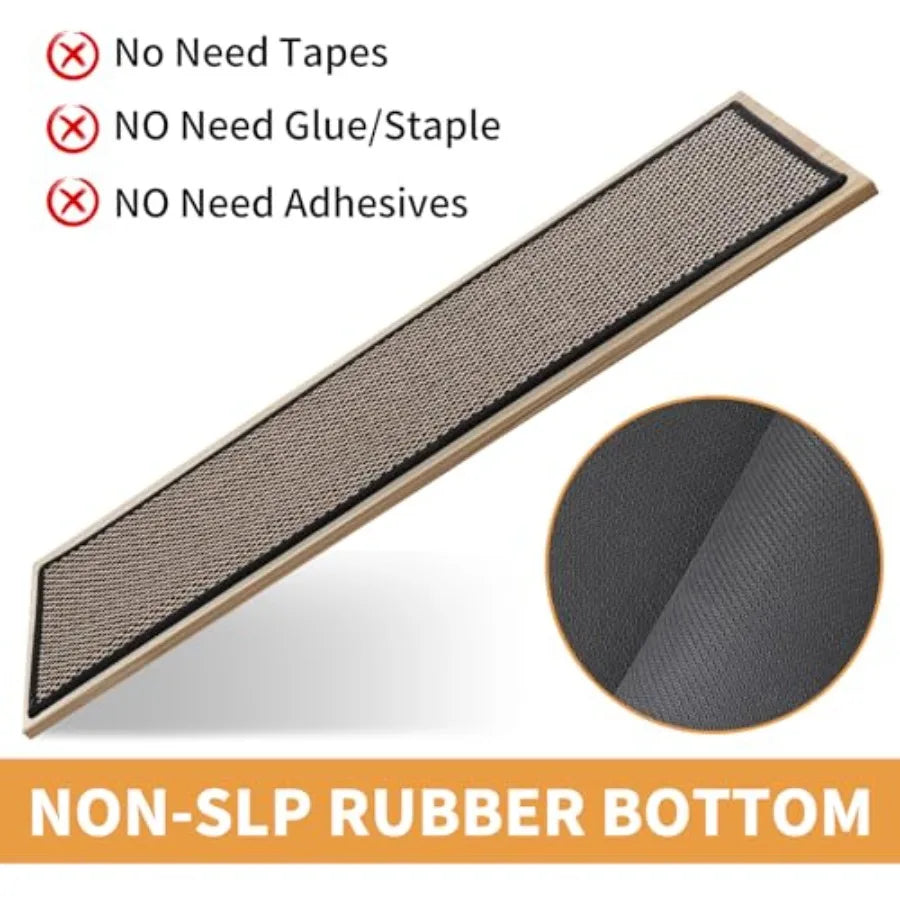 30X8 Inch Stair Mat 15 Pack Comfortable Stair Treads for Wooden Steps Non-Slip Stair Runner with Rubber Backing for Elderly and