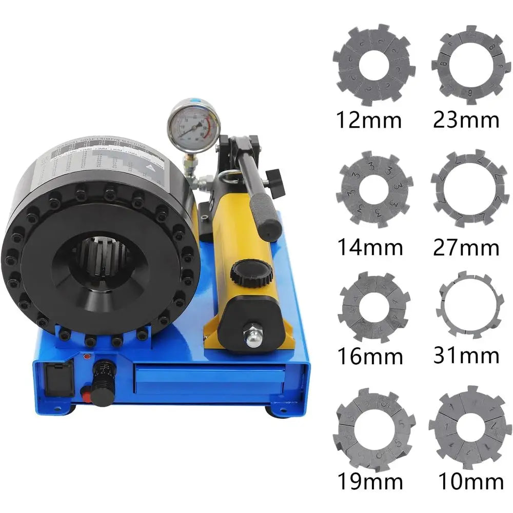 Portable Manual Hydraulic Hose Crimper, 8 Dies, 0.24-0.98 Inch Range for High and Low Pressure Hoses (Black)