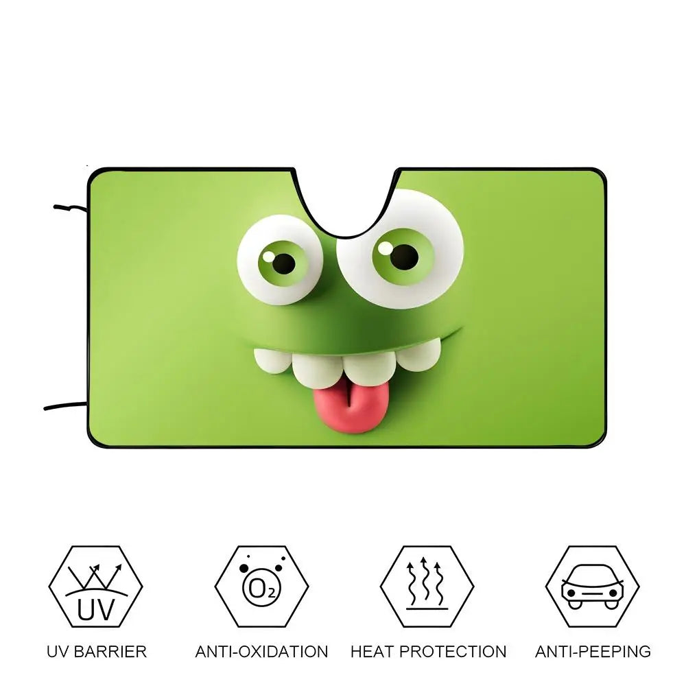 Green Emoji Sun Visor Car sunshades, windshield sun visors, sun protection sunshades, novel car gifts.